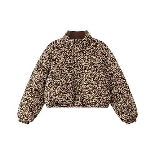 CHUU Леопардовый принт женский пуховик