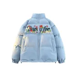 Синий хлопковый пуховик