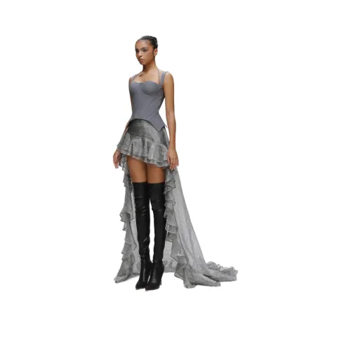 RDRE Серый Женские Повседневные Длинные Юбки