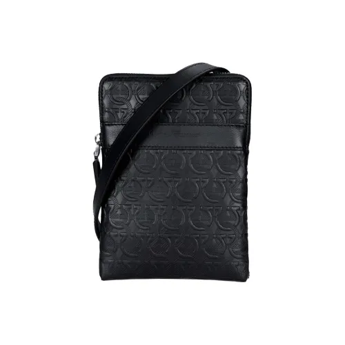 FERRAGAMO GANCINI Кожаная Сумка через плечо Мужская Черная