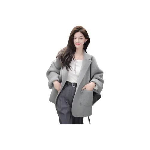 LANGQING Светло-серый Бесплатно Подарочный комплект Wangqing Бренд Наклеенный Женские Пальто
