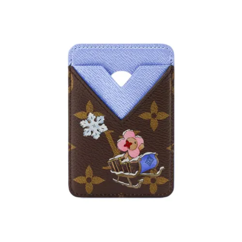 LOUIS VUITTON Покрытый холст Картхолдер Женский Коричневый и Синий