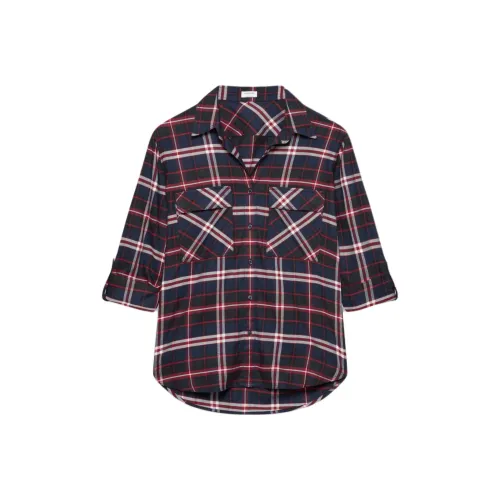 Aritzia Hstn Chk Adml d R Rd Морской синий Женские Рубашки