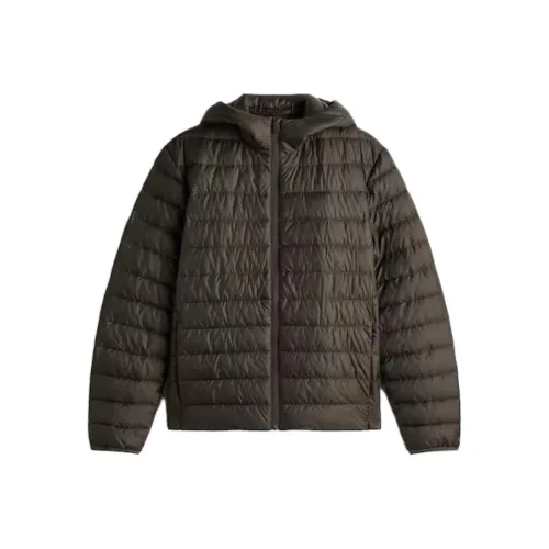 H M Темный хаки зеленый мужской пуховик (пуф)