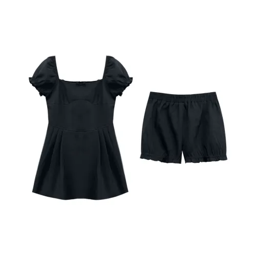 MIMIZI Темно-серый включает Шорты-юбка Женские Короткий рукав Платья