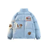 Синий хлопковый пуховик