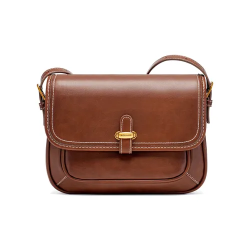 AOKANG Коровья кожа Сумка на плечо Маленькая квадратная сумка Маленькая Женская Кофейная Двойная ручка Глубокий черный цвет Двойная ручка