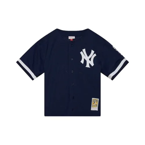 Mitchell Ness Морской Синий Мужской Бейсбольная Джерси