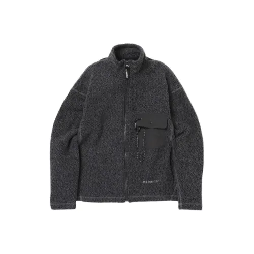 And wander Collaboration Fw25 RE Шерсть JQ Кронштейн Zip Куртки Пальто Унисекс