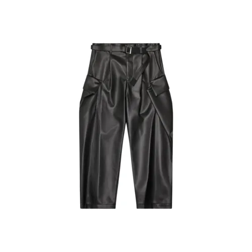 Sacai Мужские кожаные штаны черного цвета