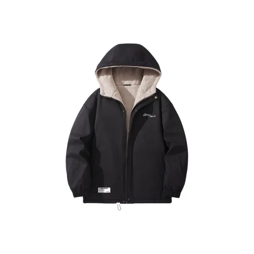 CAOBENCHUSE Черный флис с подкладкой унисекс куртки
