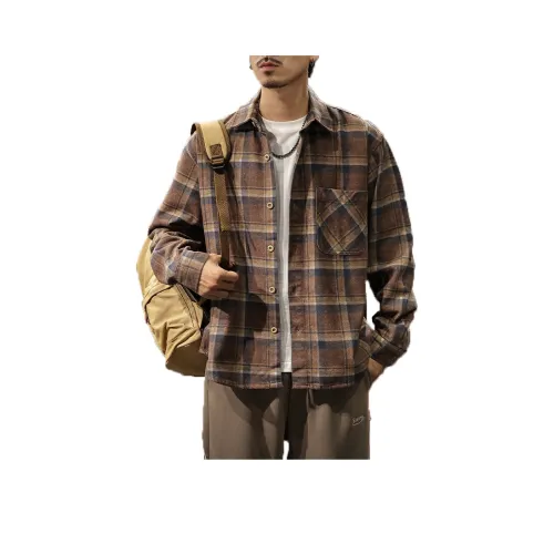 LUJIEBANG Мокко Коричневый Мужские Рубашки