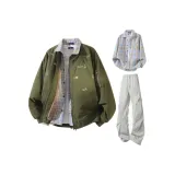 Армейский зеленый + светло-серый [брюки] + желтая рубашка в клетку