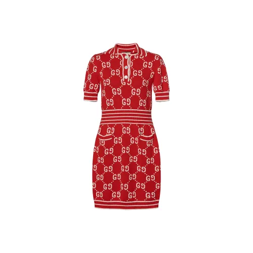 GUCCI Короткий рукав платье женское красное