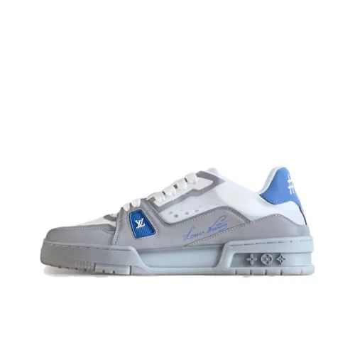 LOUIS VUITTON Тренер Low Топ Скейтборд Кроссовки Унисекс Синий Серый