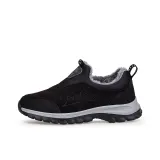 Черный унисекс, зимний флис с подкладкой, термическая стелька, утепленная обувь для пожилых людей, зимние ботильоны