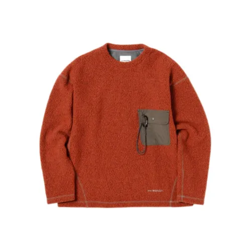 And wander Collaboration Fw25 RE Шерсть JQ Круглый Воротник Свитшот Унисекс