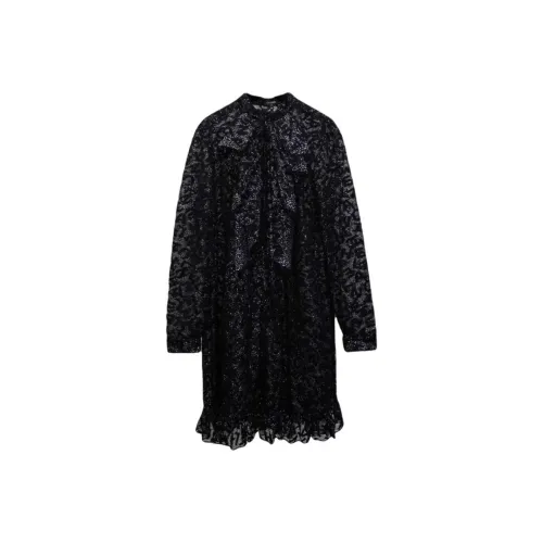 CHANEL 21B Длинное платье с длинными рукавами женское черное