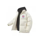 Ecru Cotton Down Jacket + Black Fleece-Lined Sweatshirt  
Экрю Хлопковый пуховик + Черный свитшот с флисовой подкладкой