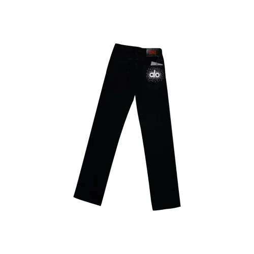 SHIJINGZU Черный [10 000 Needles Вышивка] Нет Логотип Унисекс Джинсы