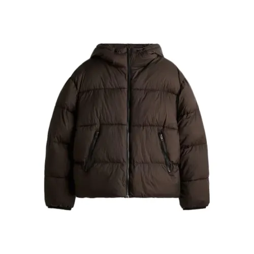 H M Темный хаки зеленый мужской пуховик (пуф)