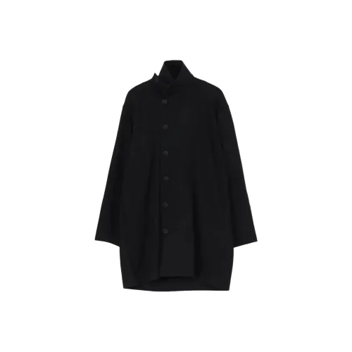 Yohji Yamamoto Pour Homme FW25 WOOLLEN JERSEY HIGH NECK LONG COAT Men's
