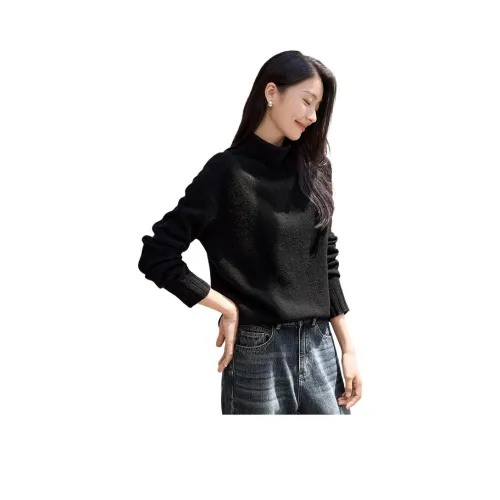 IHIMI Черная водолазка женские трикотаж