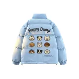 Синий хлопковый пуховик