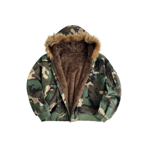 FORCEPULR Камуфляж [Съемный Металлический Логотип] Унисекс Пуховики