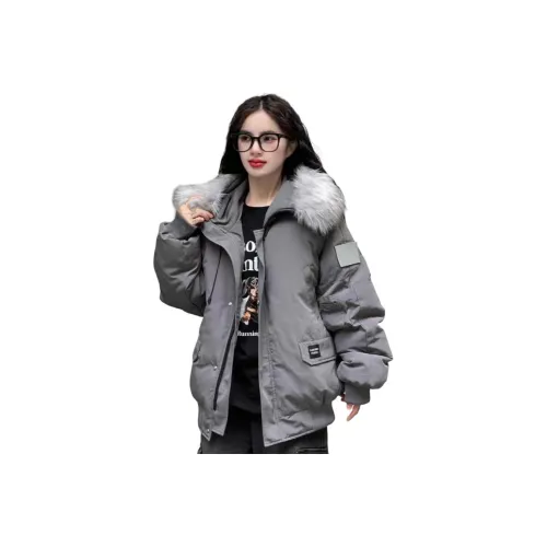 KXRP Серый хлопковый пуховик Женские пуховики (пуховики)