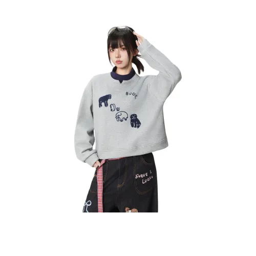 LANGQING Серый Giveaway Бренд Наклеенный Женские Свитшоты