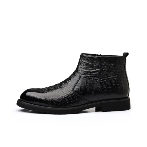 XIAOTOULANG Повседневные кожаные туфли High Top Черные Мужские