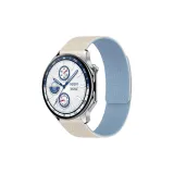 Античный Белый и Туманно-Синий [Зернистая текстура, Магнитный, Силиконовый ремешок]