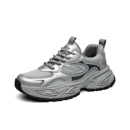 JEEP SPIRIT Толстая подошва Низкий топ Графитовый Серебряный Все сезоны Двойная сетка Мужской