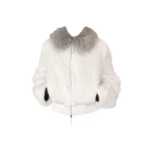 ABBY GODDESS Pearl White Women's Coat Velvet Jackets