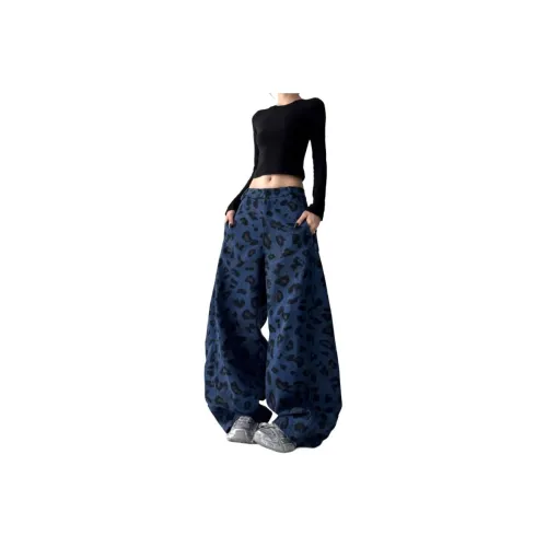 Amyway Синий Джинсы с Леопардовым Принтом для Женщин