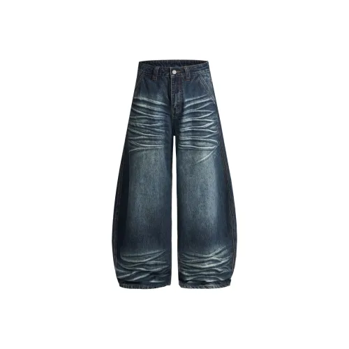 SONGS ALONG Темно-синий Синий Унисекс Джинсы