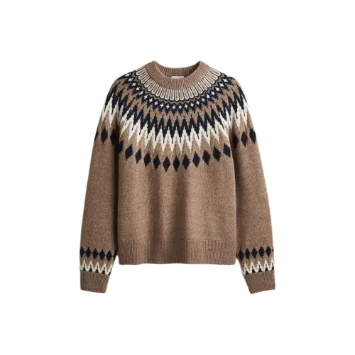 H M Темный бежевый Узор Женский Трикотаж