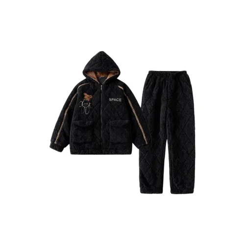 Daiyindie Осенние и зимние пижамы мужские утолщенные и с флисовой подкладкой термические коралловый флис наборы одежды