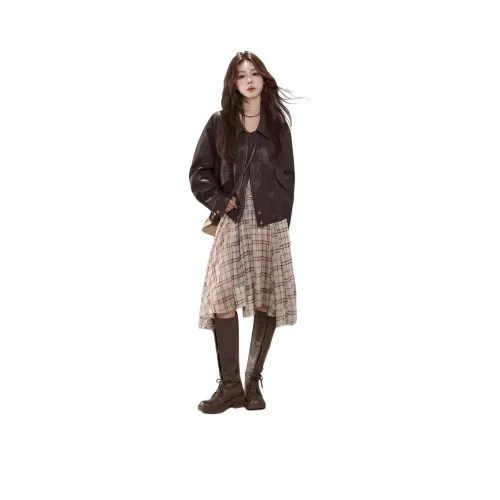 GOSO Коричневая кожа куртка женские кожаные куртки