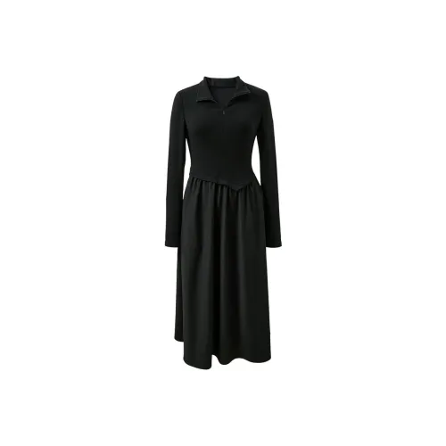 3COLOUR Классический черный Женские Длинные Платья с рукавами