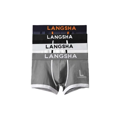 Lanza [4 пачки] Черный + Светло-серый + Черный + Оранжевый + Белый Мужские боксер-шорты