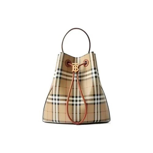 Burberry Полиэстер Ведрообразная Сумка Маленькая Женская Коричневая и Бежевая
