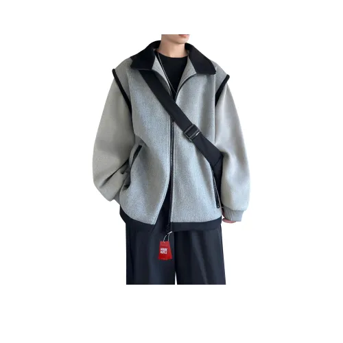 MARK WAFFLE Серый Унисекс Бархатные Куртки