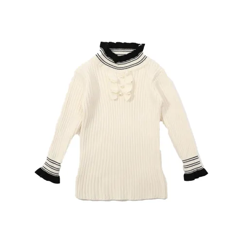 RHOBESAM Little Дом Pearl Кружево Обработки Водолазка Белый Детские Свитеры