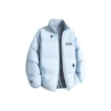 Синий хлопковый пуховик