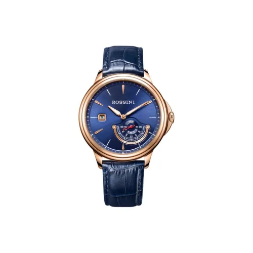 ROSSINI Medallion Collection Механическое устройство Коровья кожа Ремешок Часы Мужские часы Синий циферблат