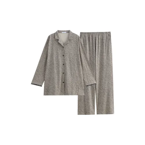 Same Language Черный Белый Снежинка Отношение Узор Женские Пижамные Комплекты