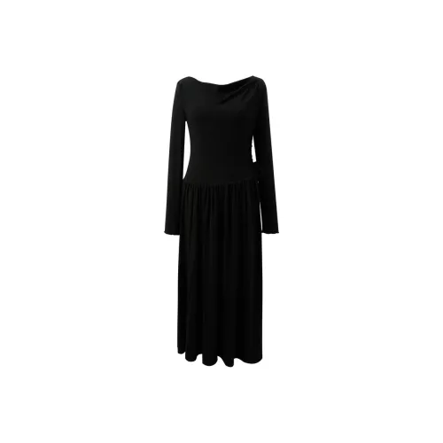 3COLOUR Классический черный Женские Длинные Платья с рукавами