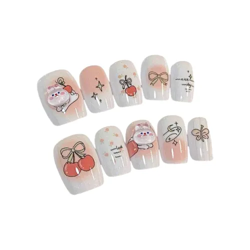 T&Z Кролик Вишня Детство DIY Мультяшный False Nail Укороченный Квадрат Белый Румяна Стиль пятна Instagram